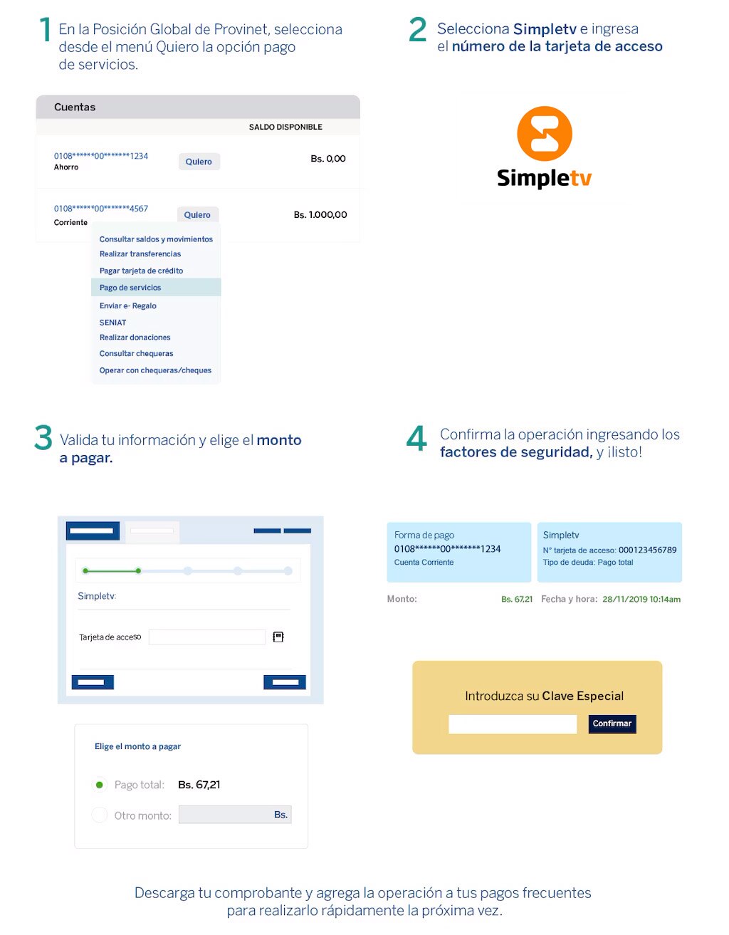 Conoce cómo recargar tu servicio de Simpletv a través de Provinet web de forma cómoda, fácil y rápido
