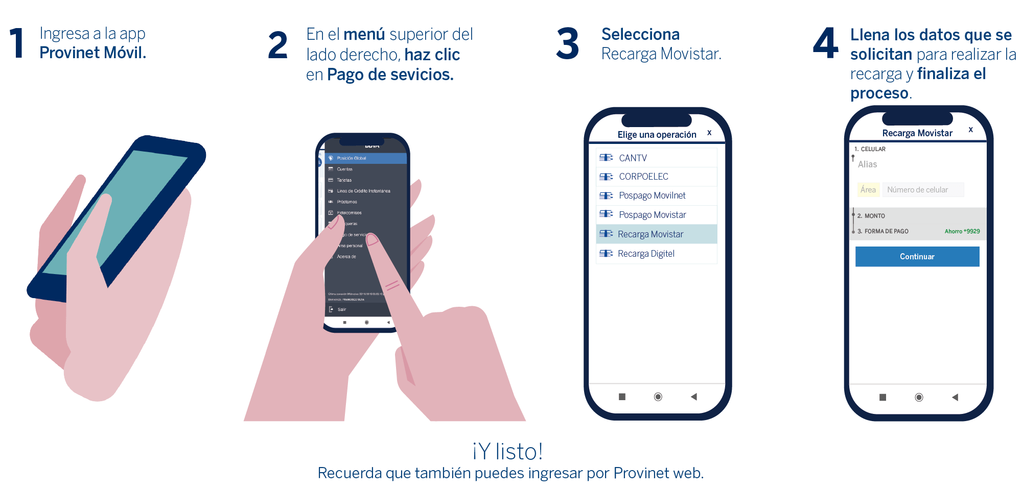 Conoce cómo recargar tu línea Movistar por Provinet