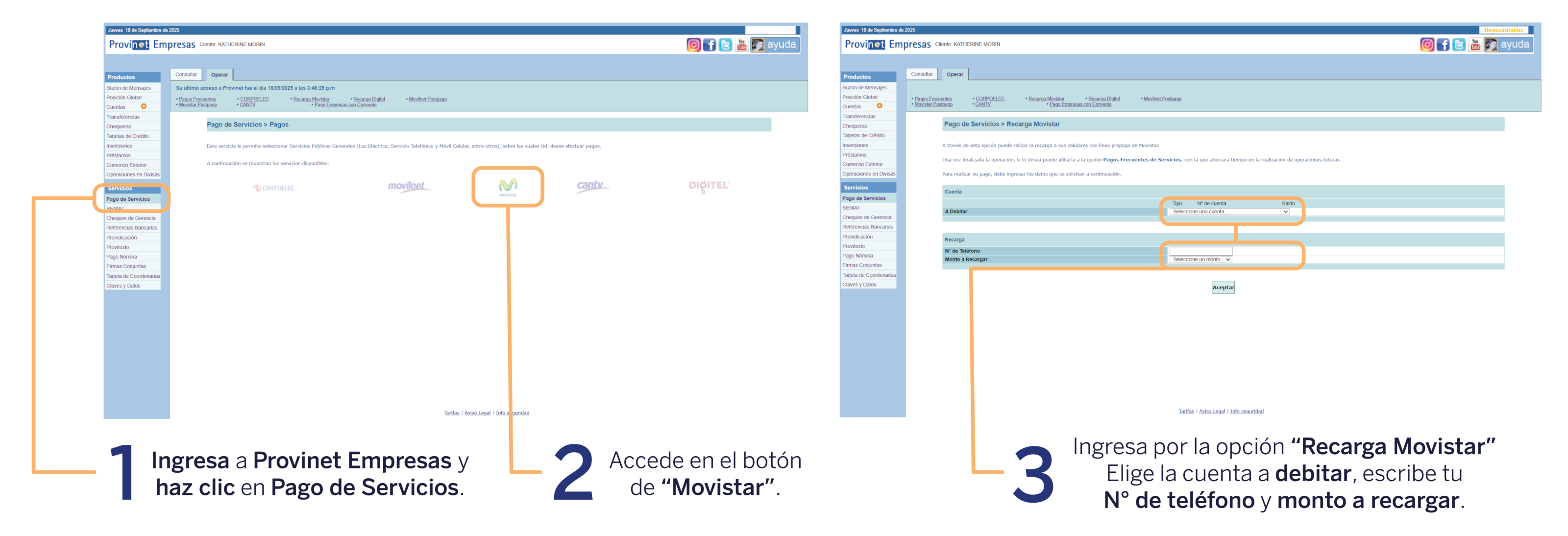 Infografía recarga digitel a través de Provinet Empresas